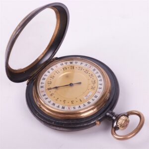 German gun metal pocket watch with moon phase calendar — image 6