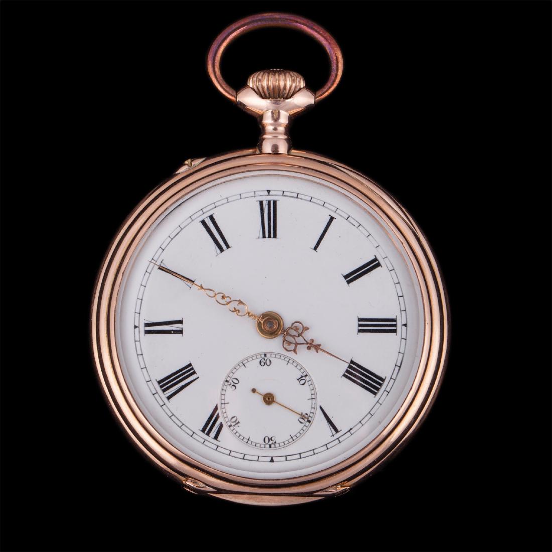 IWC 14K gold open face pocket watch — image 1