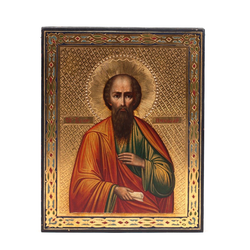 Rare Russian icon of Saint blessed Nikolay of Novgorod — image 1