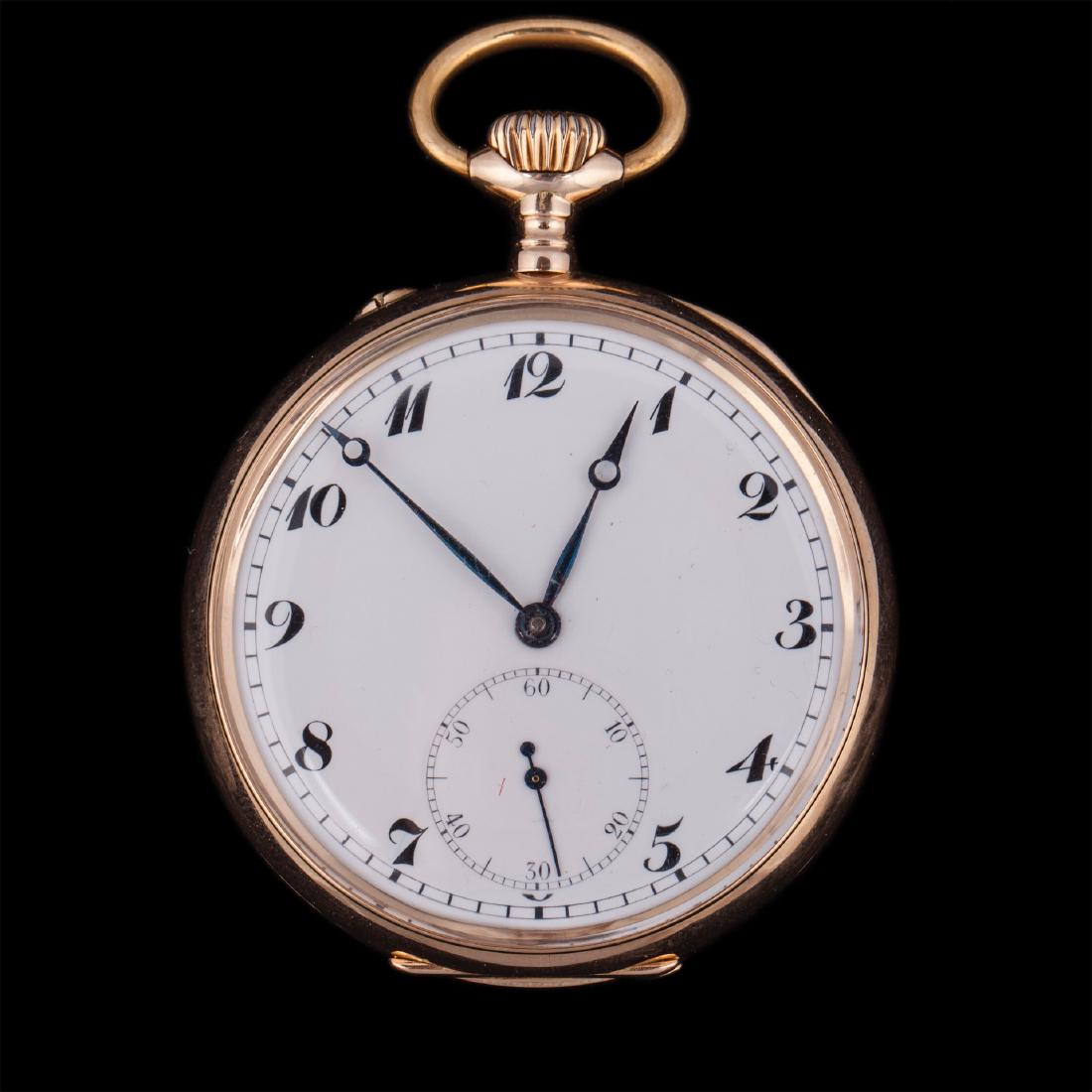 IWC 14K gold open face pocket watch — image 1