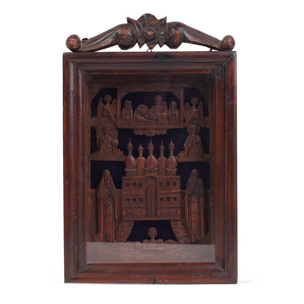 Russian carved icon of Saint Antoniy and Feodosiy of — image 3
