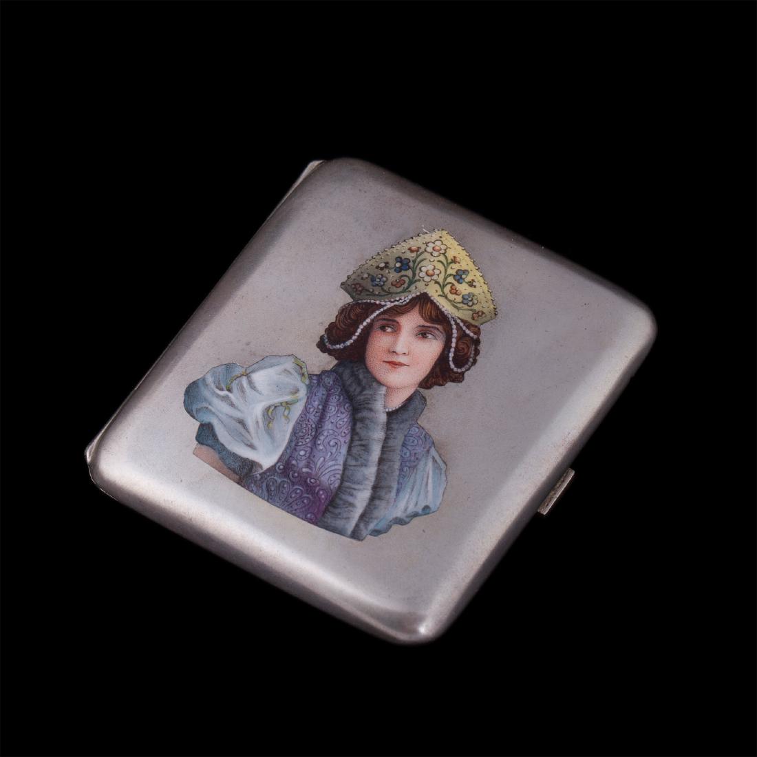 Russian silver cigarette case E. Cheryatov, Lorie — image 1