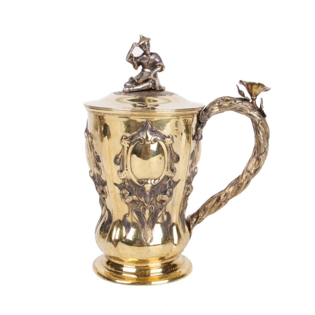 Russian silver-gilt cup with lid and casting figure — image 3