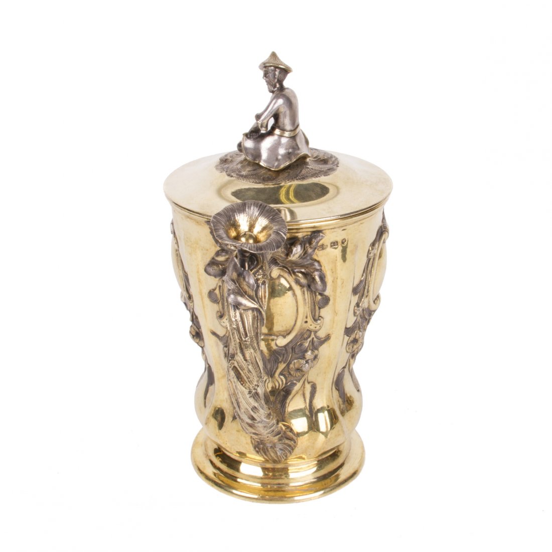 Russian silver-gilt cup with lid and casting figure — image 4