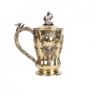 Russian silver-gilt cup with lid and casting figure — image 5