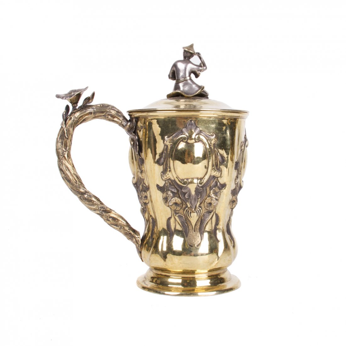 Russian silver-gilt cup with lid and casting figure — image 5
