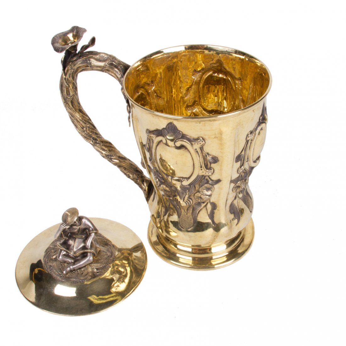 Russian silver-gilt cup with lid and casting figure — image 6