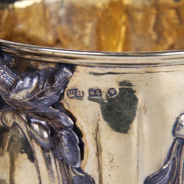 Russian silver-gilt cup with lid and casting figure — image 8