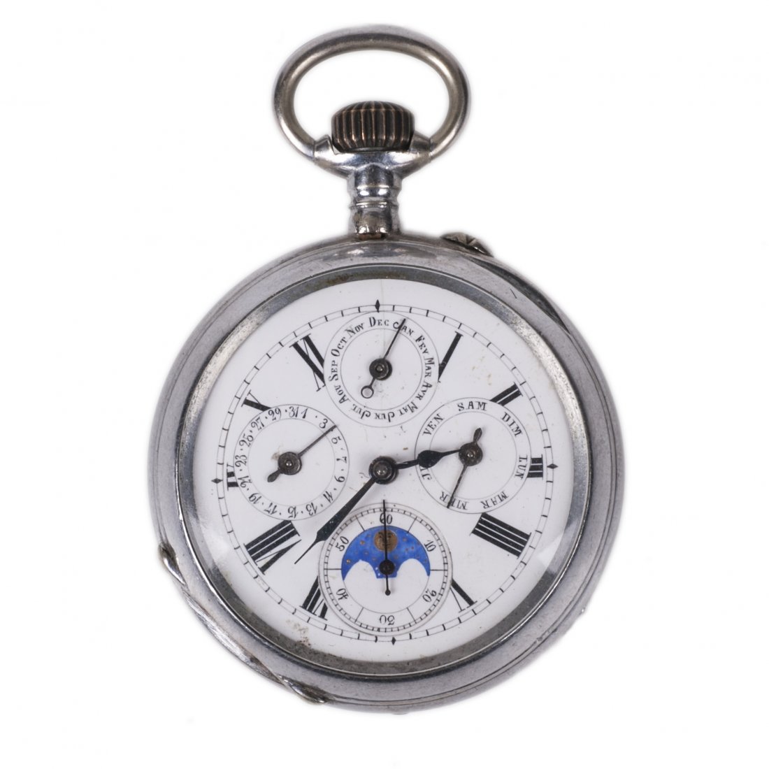 Triple calender with moonphase pocket watch — image 1