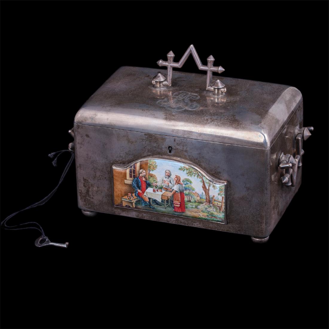 Silver casket with enamel plaque by V.Kangin — image 1