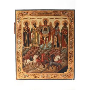 Russian icon of assembly of Holy martyrs with Guardian — image 1