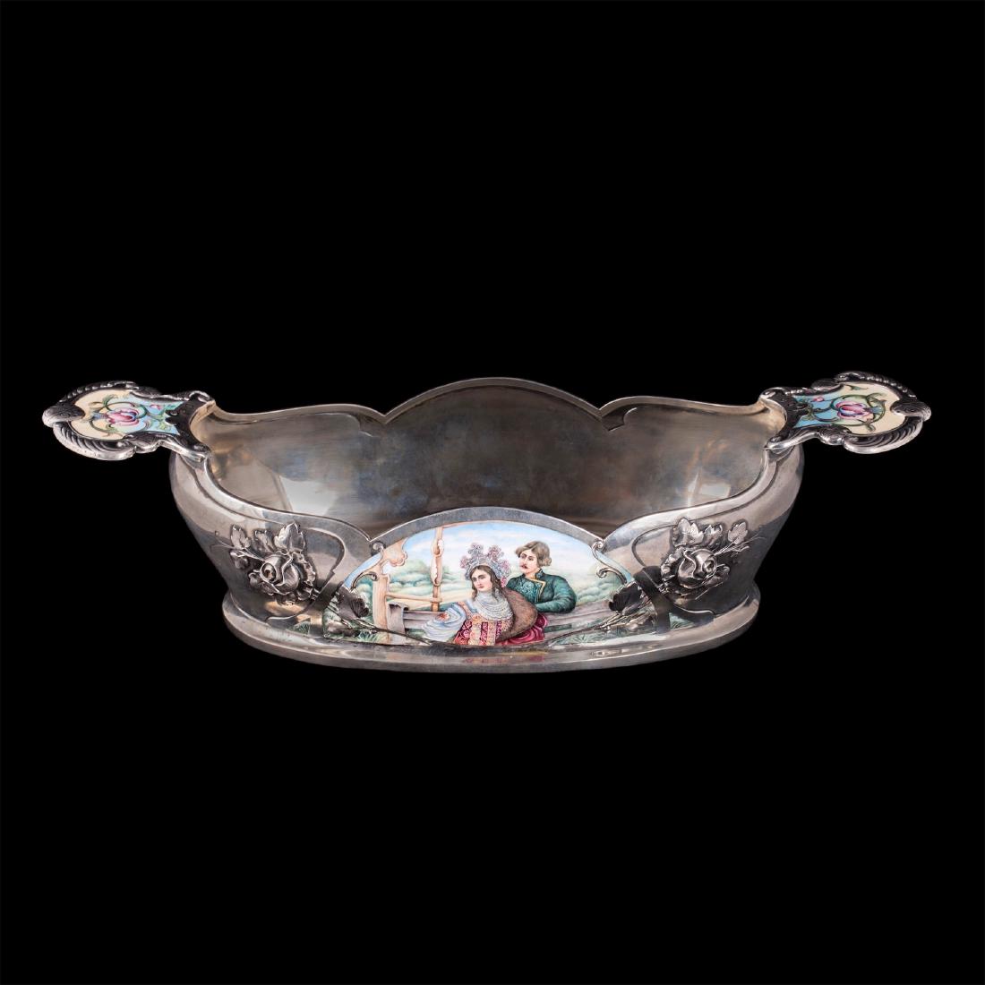 Russian silver and enamel bowl by O.Kurlukov — image 1