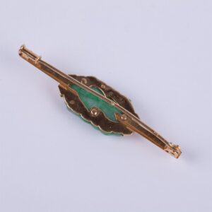 18K gold brooch with Jade stone, diamonds, pearls. — image 2