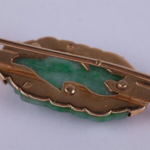 18K gold brooch with Jade stone, diamonds, pearls. — image 3