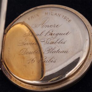 Gold open face pocket watch with engraving — image 3
