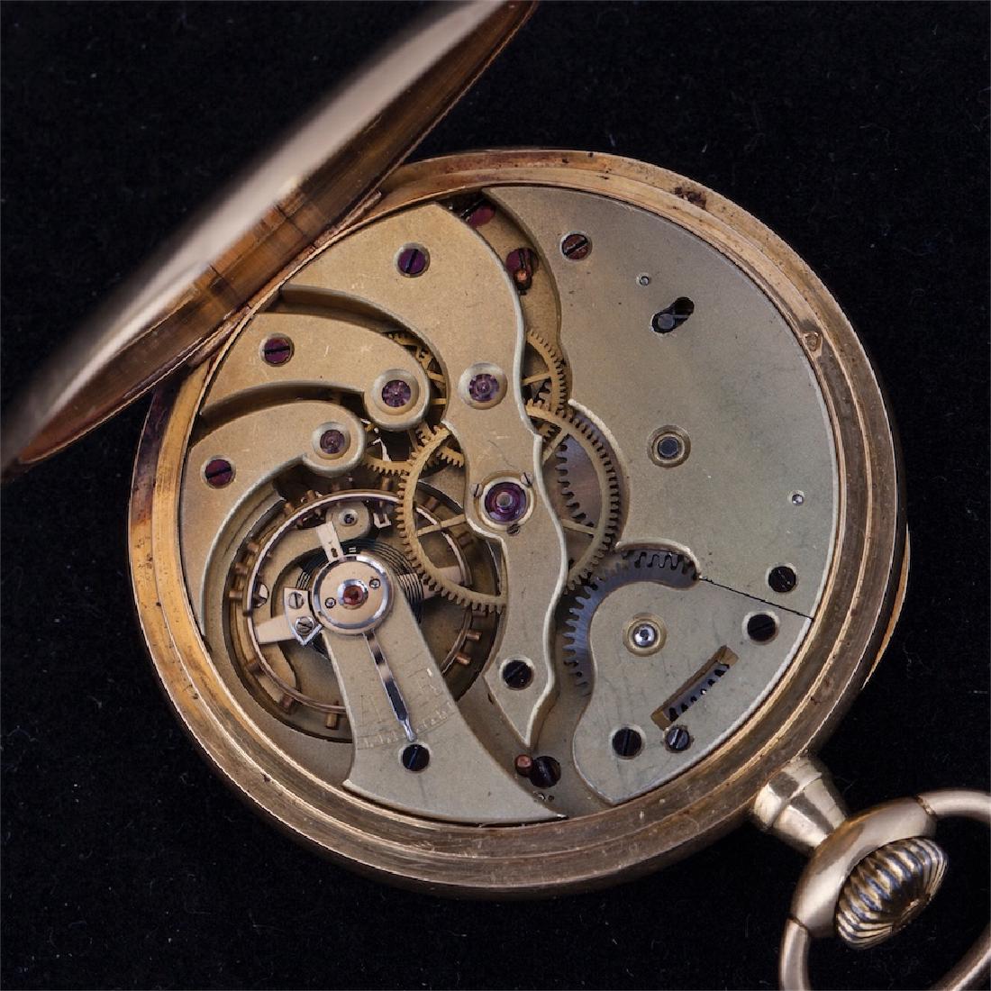 Gold open face pocket watch with engraving — image 5