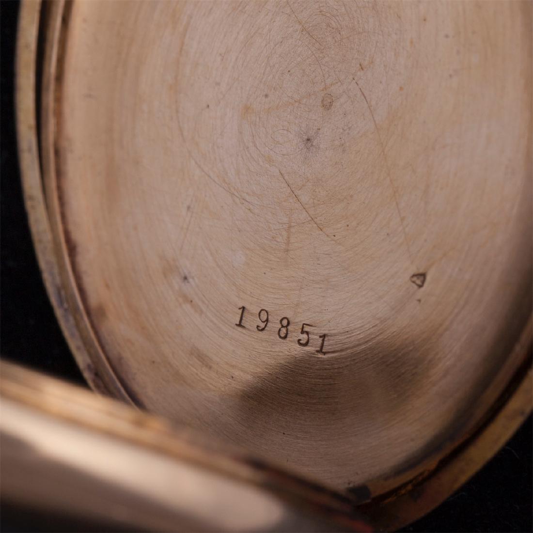 Gold open face pocket watch with engraving — image 6