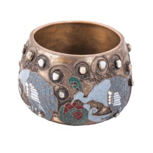 Rare Stroganov School brass and enamel vase — image 2