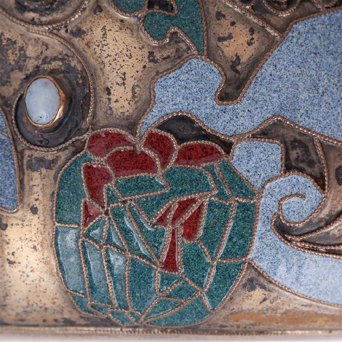 Rare Stroganov School brass and enamel vase — image 4