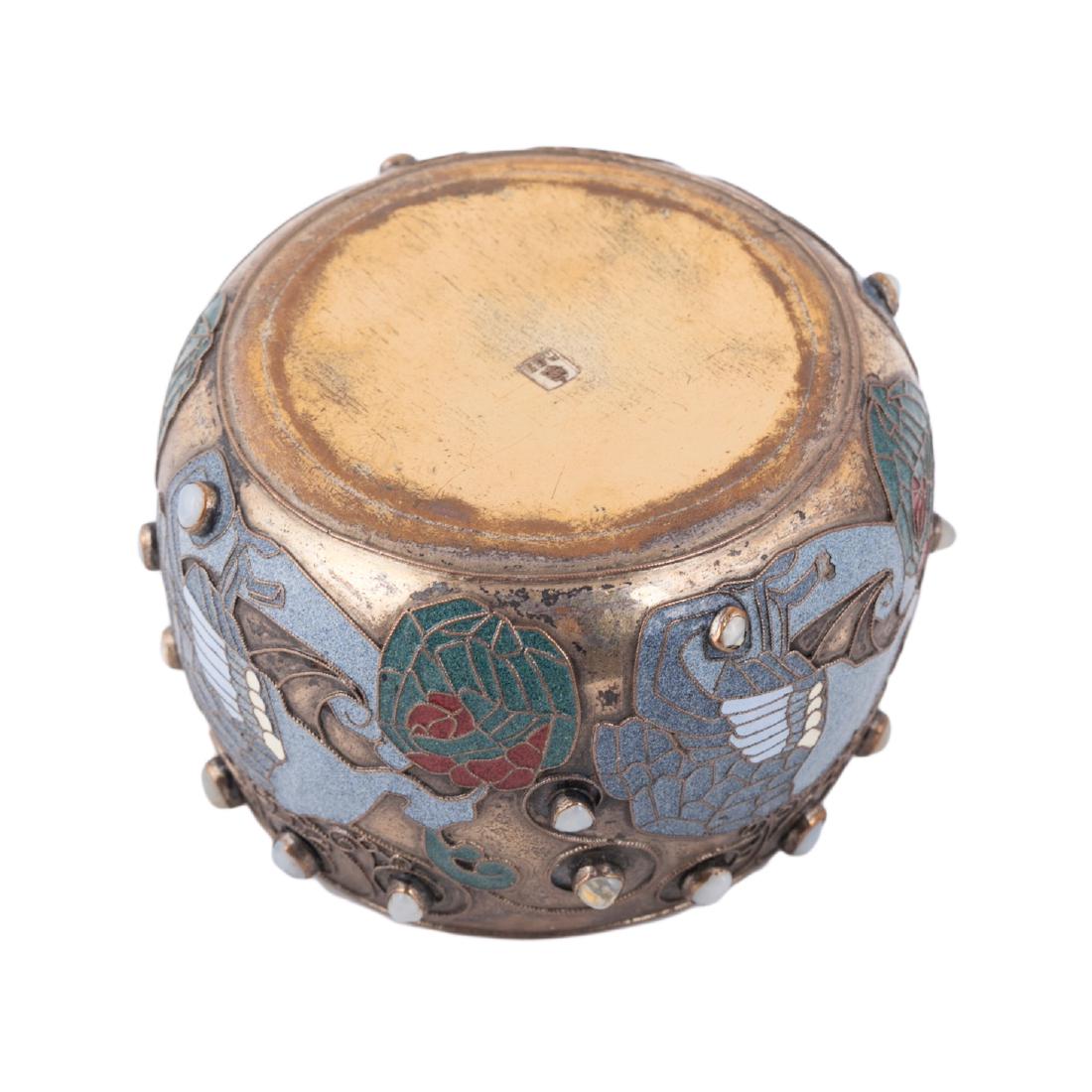 Rare Stroganov School brass and enamel vase — image 5