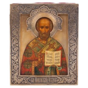 Russian Art Nouveau Icon of Saint Nikolay Wonderworker — image 1