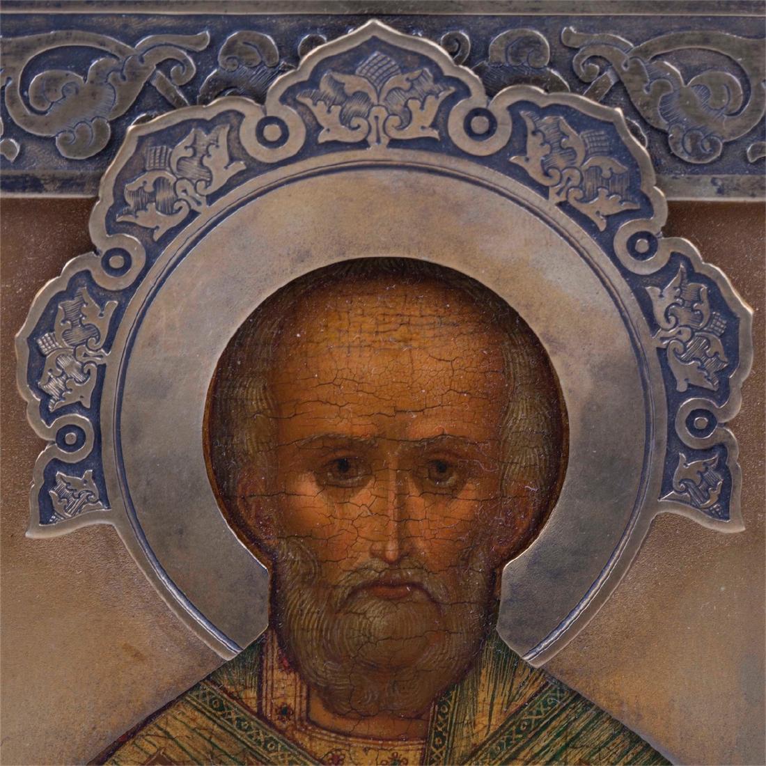 Russian Art Nouveau Icon of Saint Nikolay Wonderworker — image 4