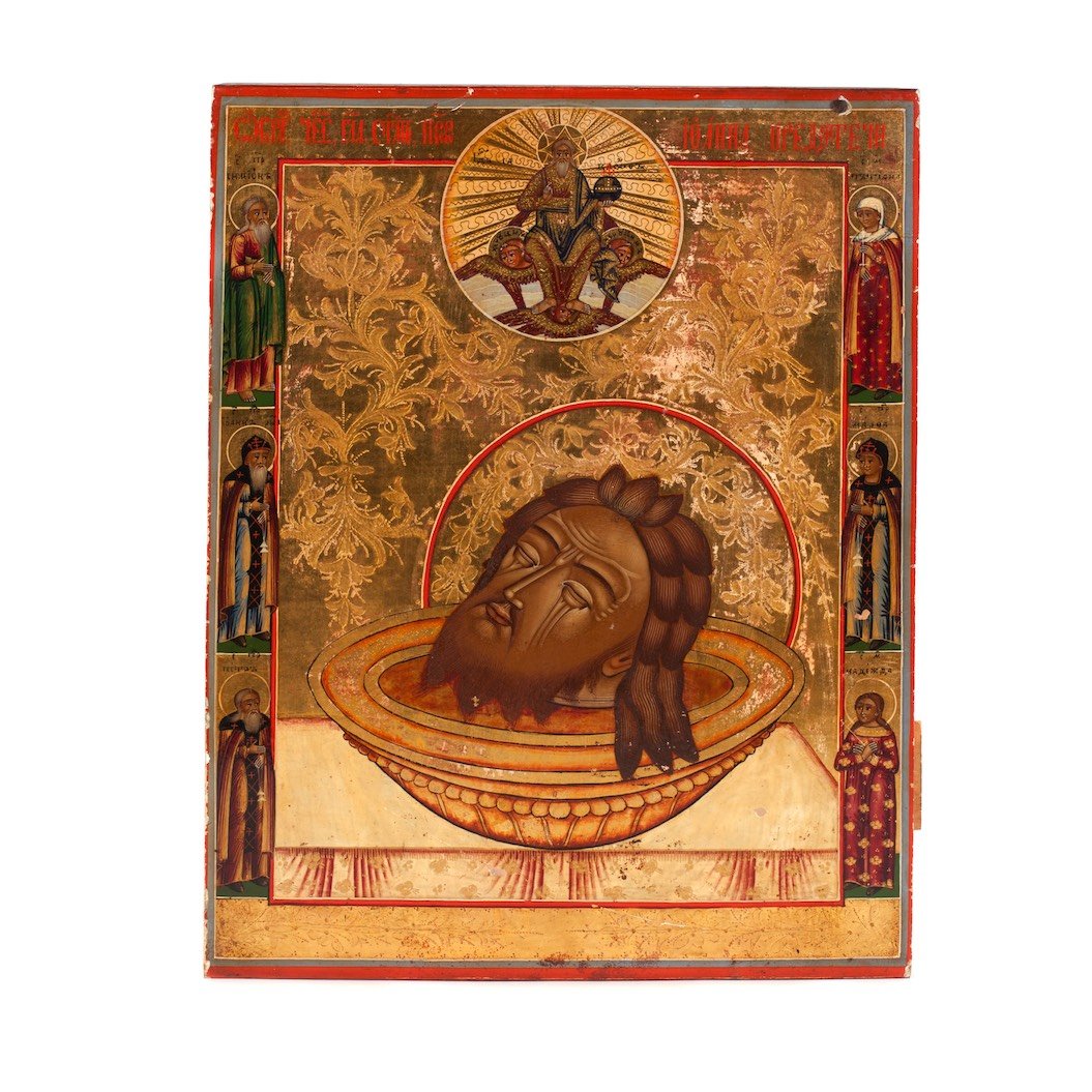 Russian icon of beheaded Saint Ioann Forerunner with — image 1