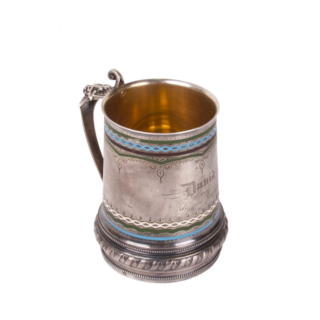 Russian silver and enamel tankard — image 1