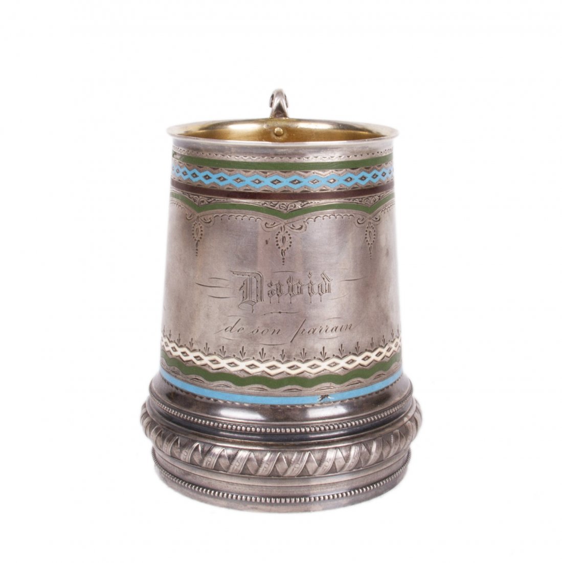 Russian silver and enamel tankard — image 2