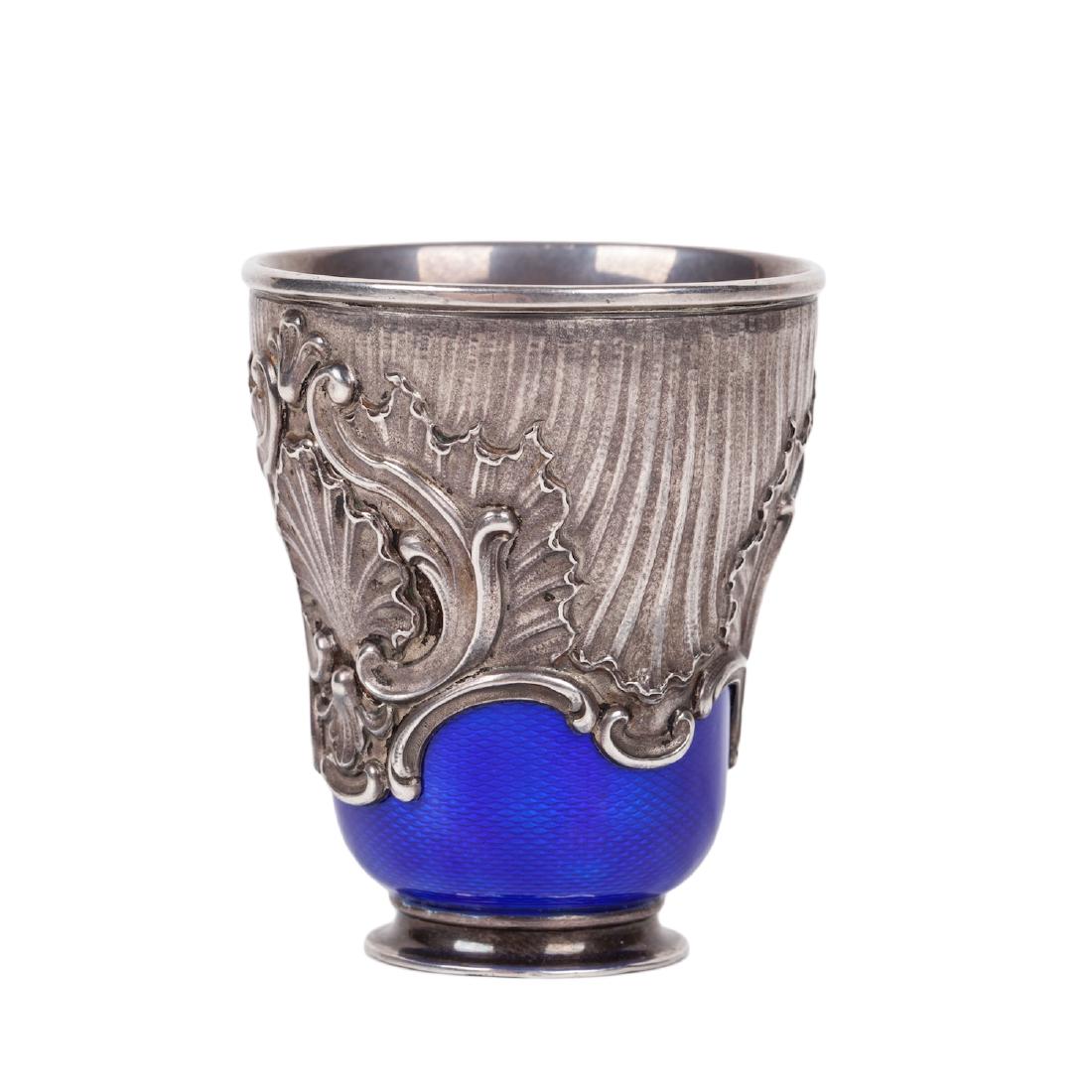 Faberge silver and guilloche enamel beaker — image 2