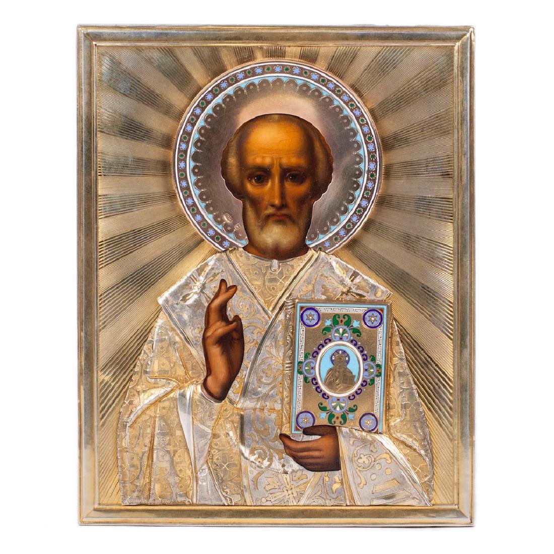 Icon of Saint Nikolay Wonderworker. Khlebnikov workshop — image 1