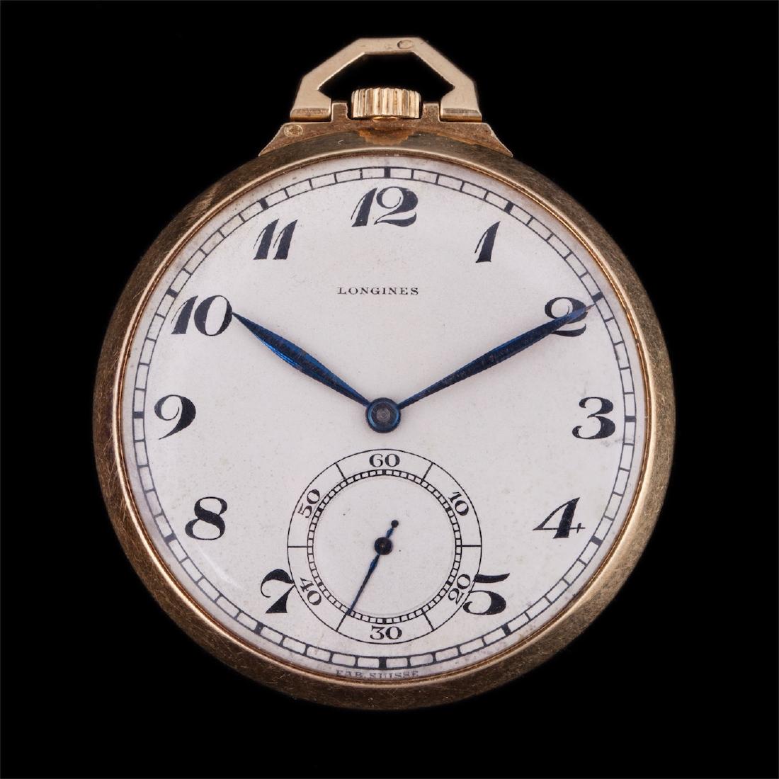 Longines gold open face pocket watch — image 1