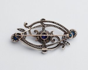 Russian diamond and sapphires brooch — image 2