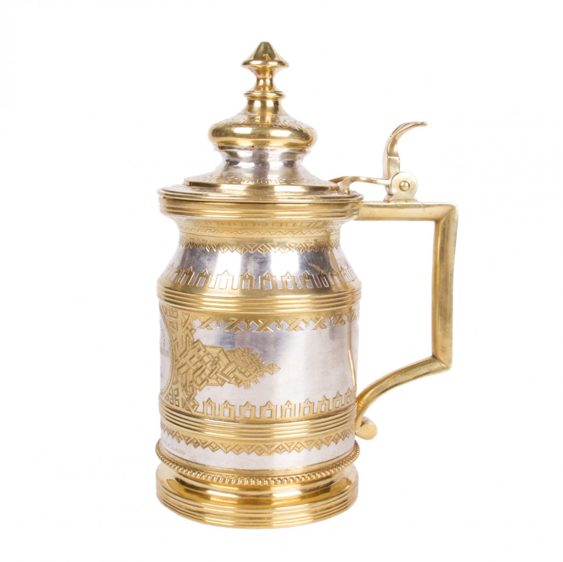 Russian engraved silver "a la russe" tankard — image 3