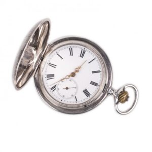 Silver hunter case pocket watch — image 1
