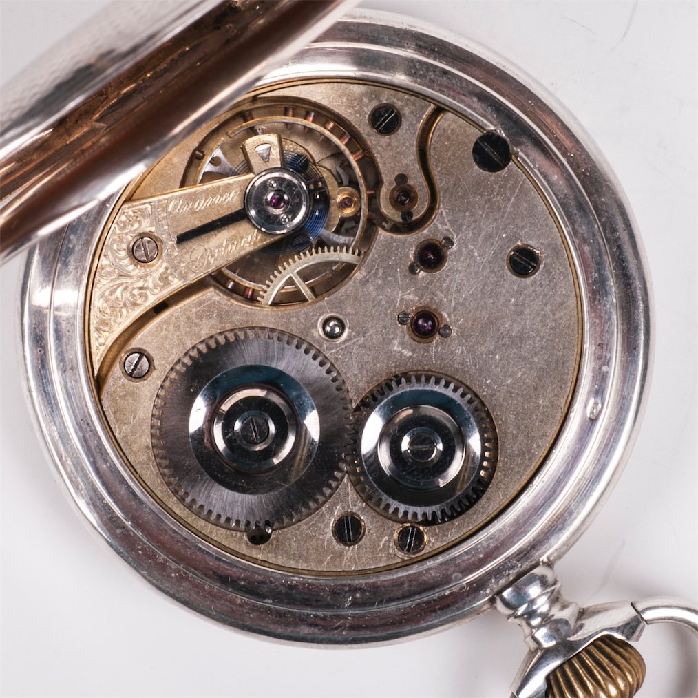 Silver hunter case pocket watch — image 10