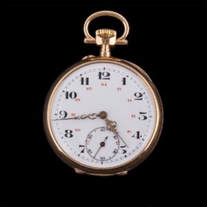 Gold open face pocket watch — image 1
