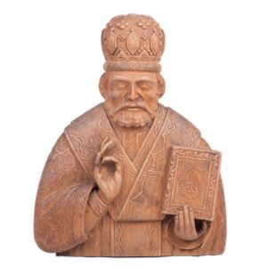 Russian carved wood figure of Saint Nikolay — image 1