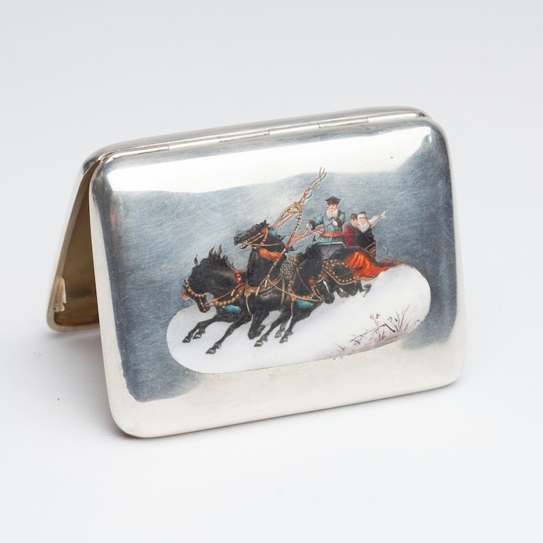 Russian cigarette case “Winter troika” — image 1