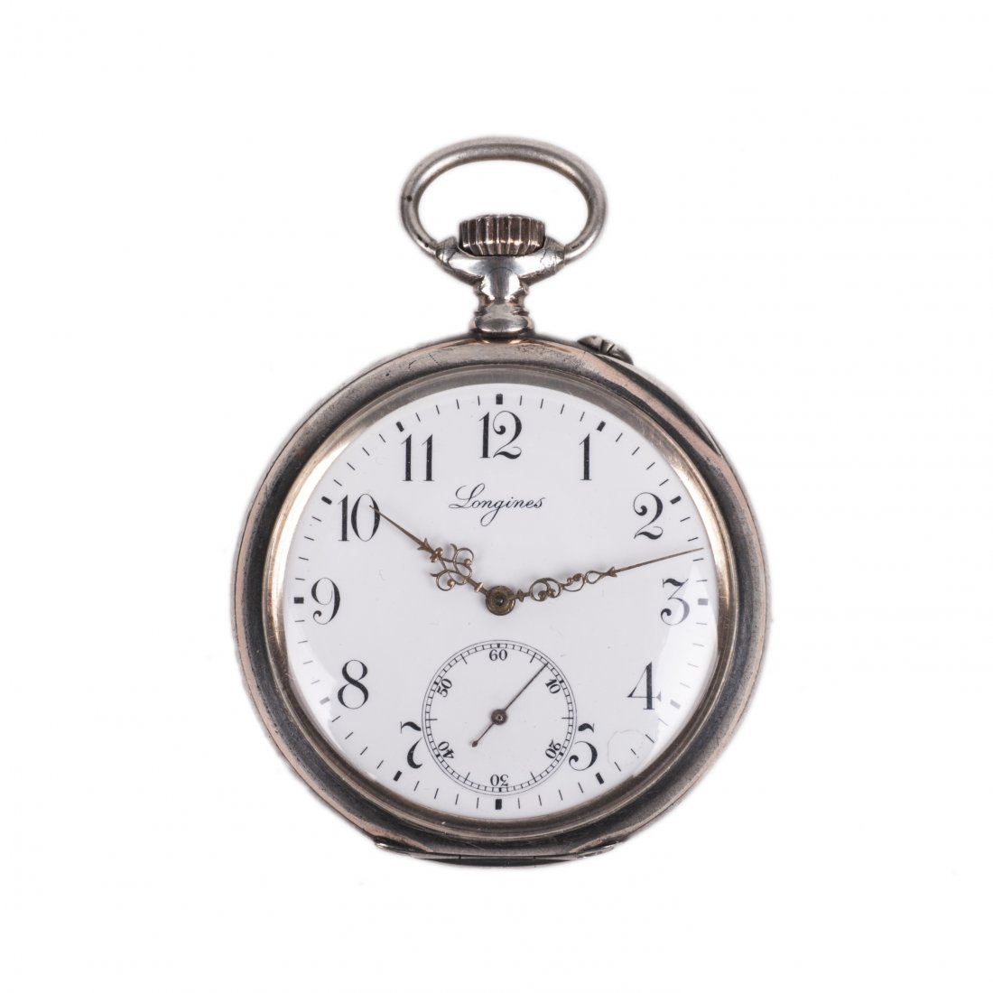 Silver pocket watch "Longines" — image 1