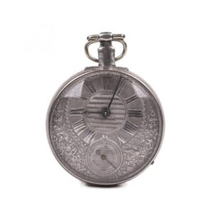 English pocket watch with silver dial — image 1