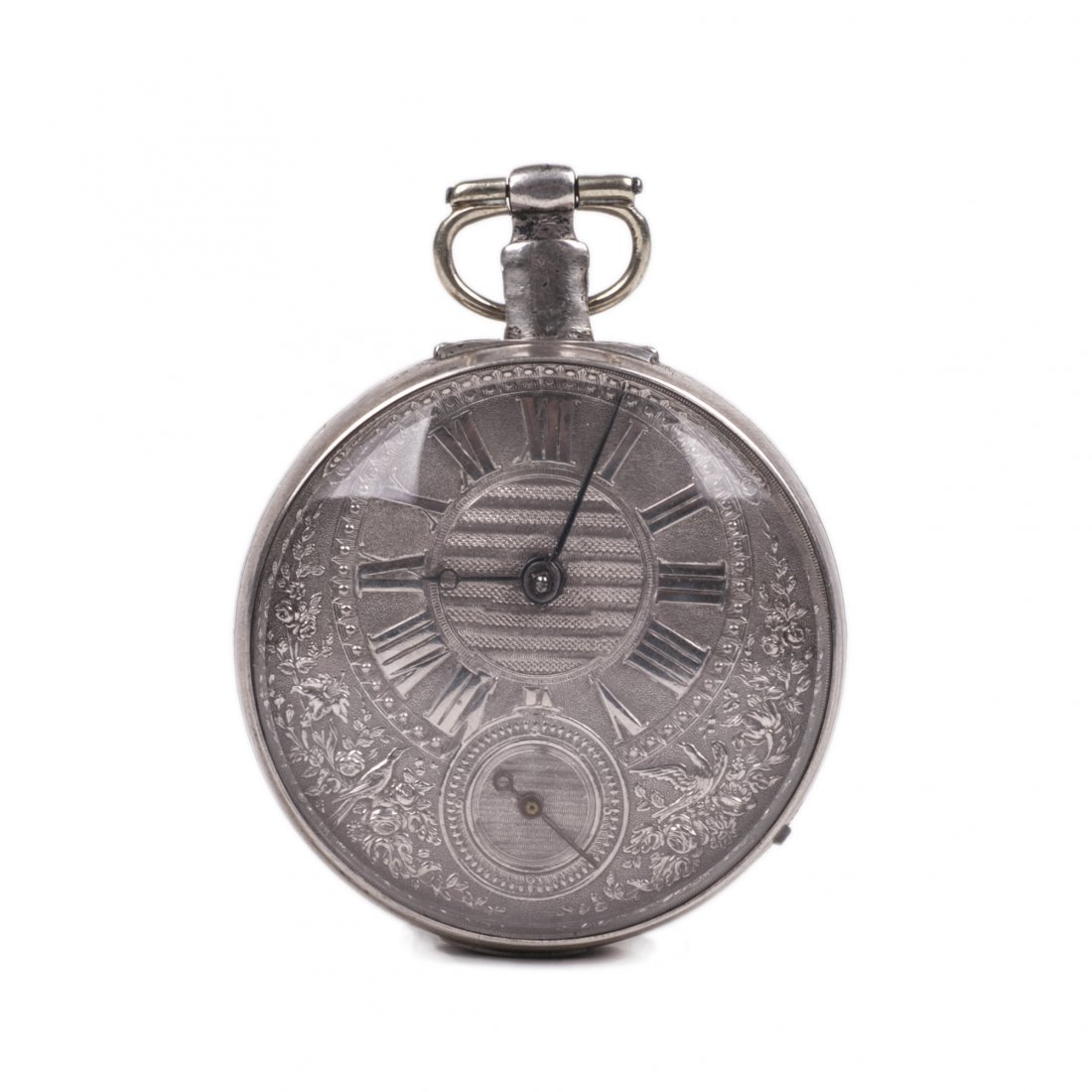 English pocket watch with silver dial — image 1