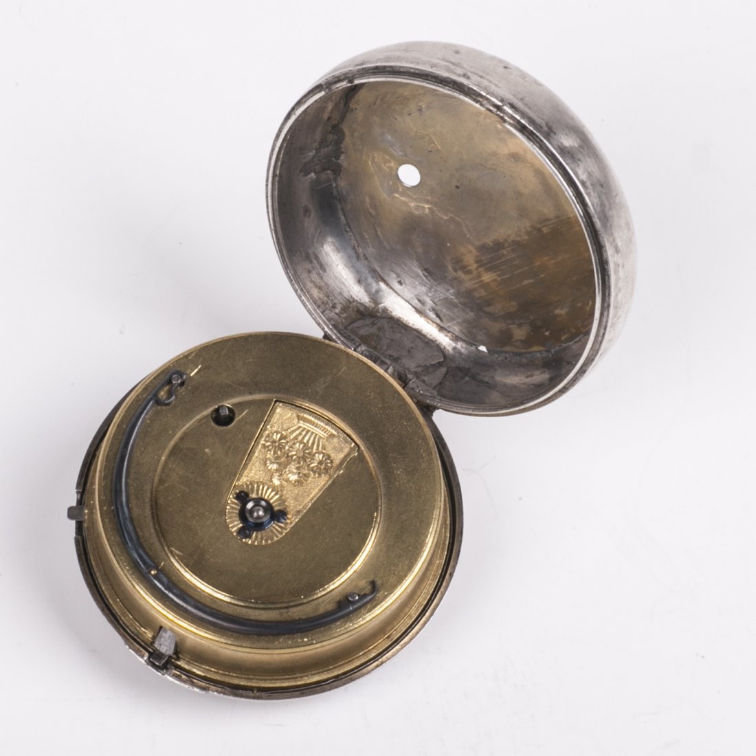 English pocket watch with silver dial — image 3