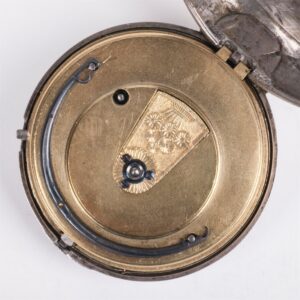 English pocket watch with silver dial — image 4