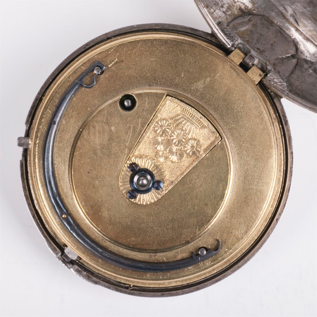 English pocket watch with silver dial — image 4