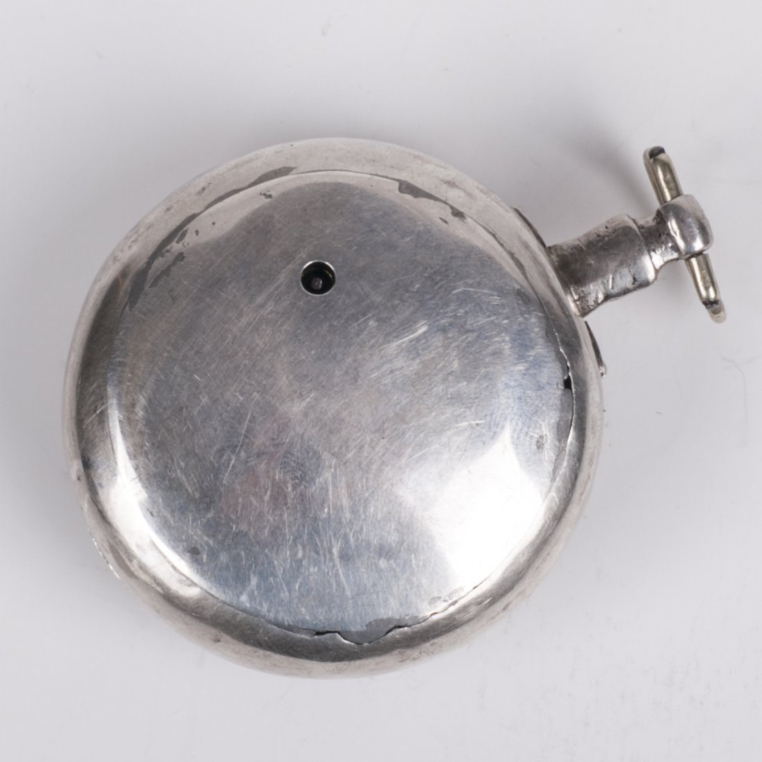 English pocket watch with silver dial — image 5