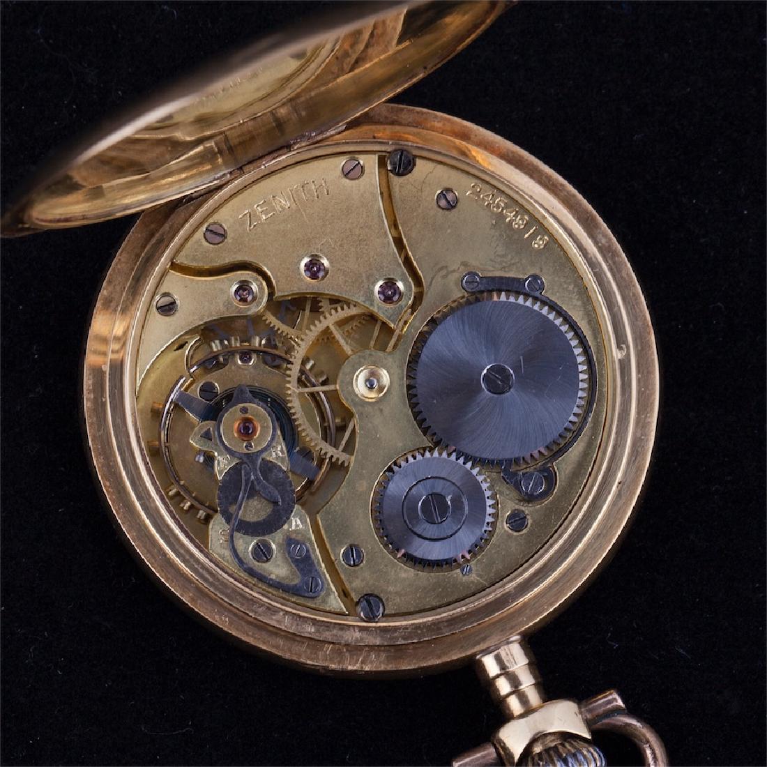 Gold "Zenith" open face pocket watch — image 3