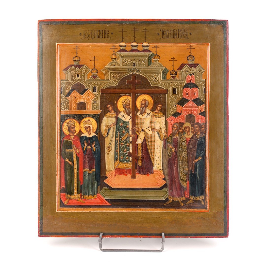 Russian icon of Holy cross erection. 19th. — image 1
