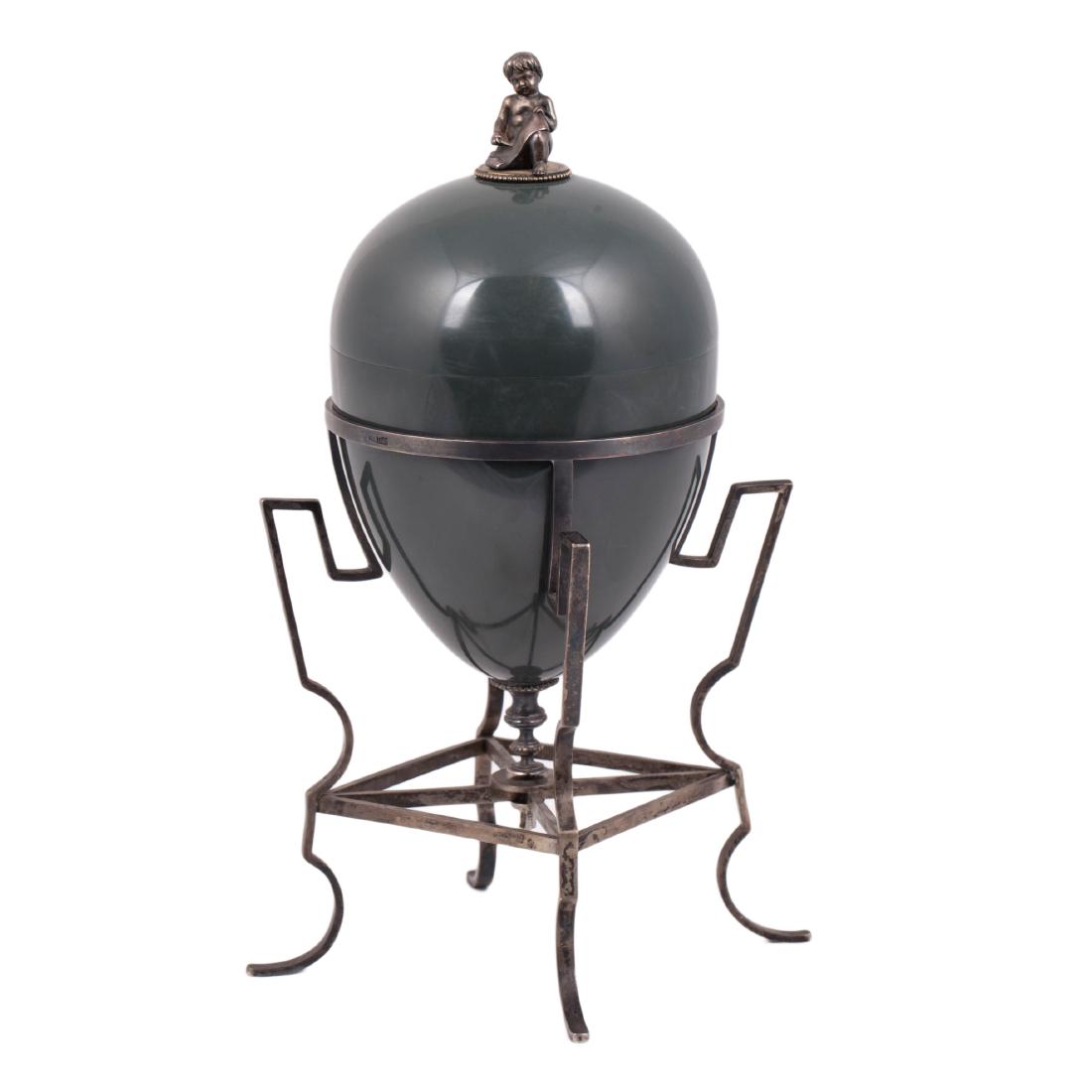 Russian kalkan jasper and silver vase. Petersburg — image 1