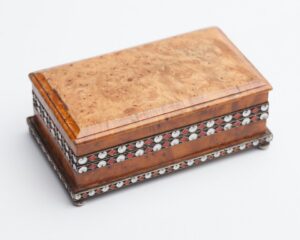 Russian silver, wood and enamel box — image 1